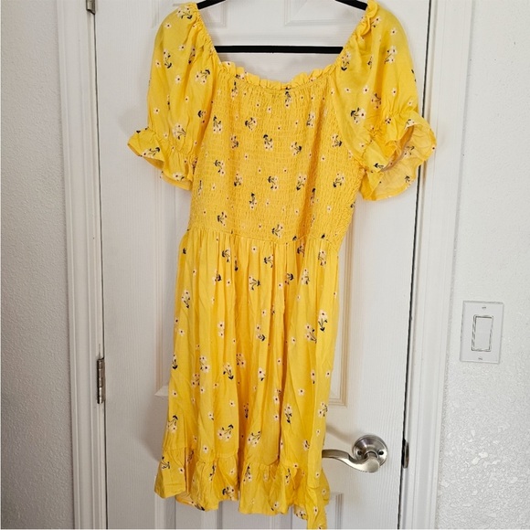 Yellow Floral Smocked Baby Doll Dress - Picture 7 of 7